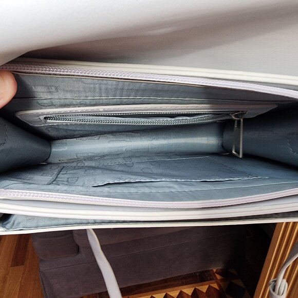 Pixie Mood Pale Gray/Off White Leather Flap-Over Crossbody Bag - Picture 15 of 16